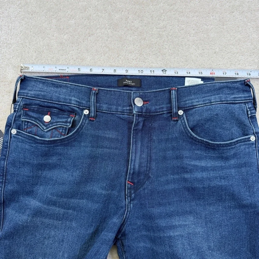 NWT True Religion Ricky Flap Straight Jean Mens 38 (36 Tag) Dark Shivering Wash